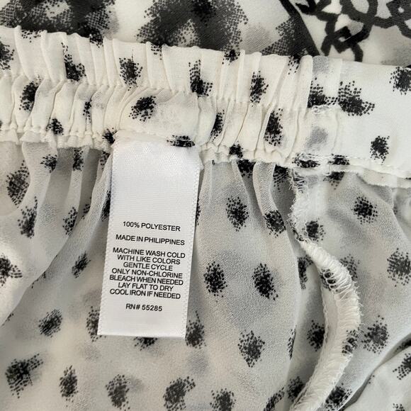 Express Black & White Abstract Print High & Low Midi Skirt w Elastic Waist - SP - Picture 10 of 10